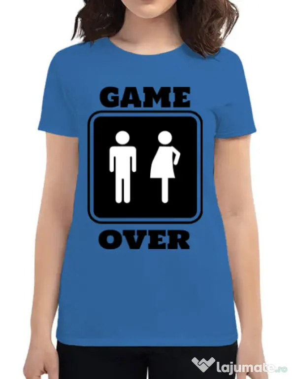 Tricou ADLER dama Game over pregnant Albastru azuriu