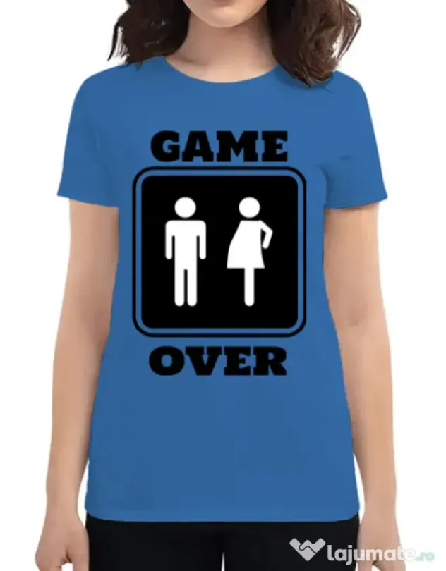 Tricou ADLER dama Game over pregnant Albastru azuriu