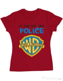 Tricou ADLER dama Warn a brother Rosu
