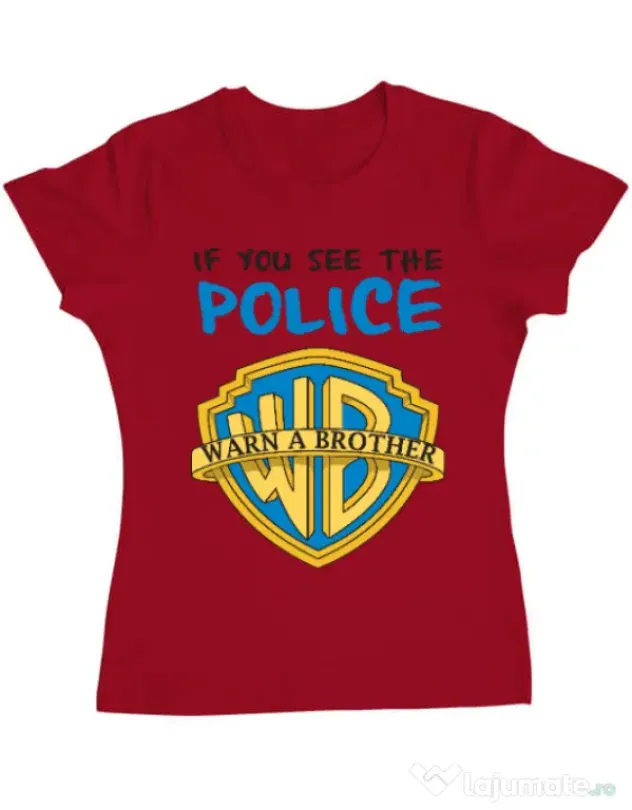 Tricou ADLER dama Warn a brother Rosu