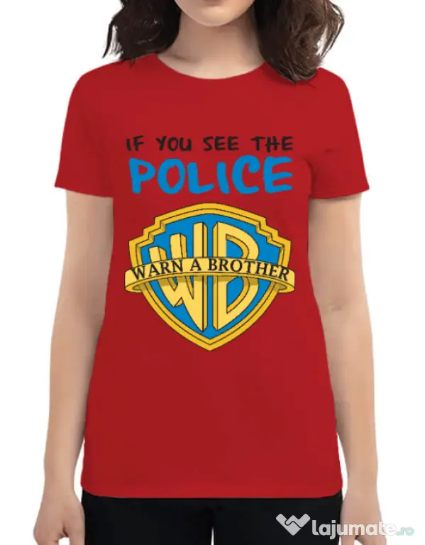 Tricou ADLER dama Warn a brother Rosu