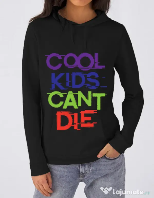 Hoodie dama cu gluga Cool kids Negru