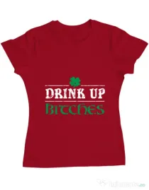Tricou ADLER dama Drink up bitches Rosu