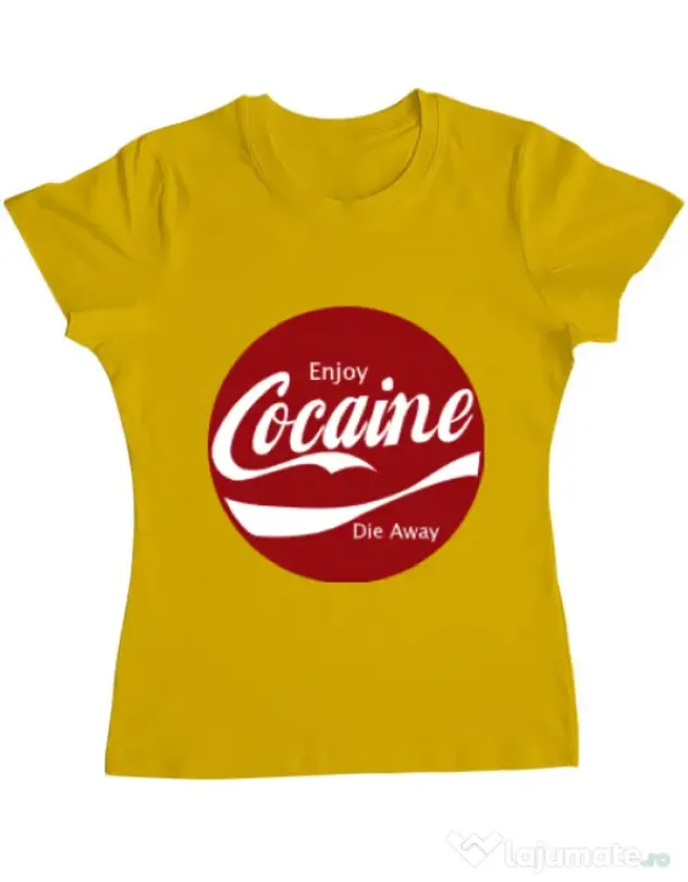 Tricou ADLER dama Enjoy cocaine Galben