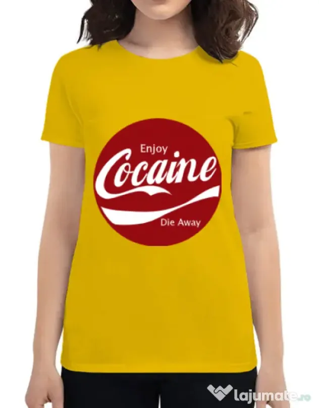 Tricou ADLER dama Enjoy cocaine Galben