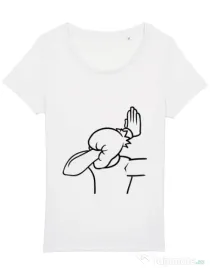 Tricou STANLEY STELLA dama Extreme facepalm Alb