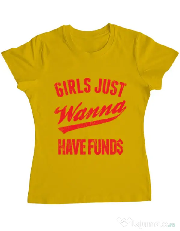 Tricou ADLER dama Girls wanna have funds Galben