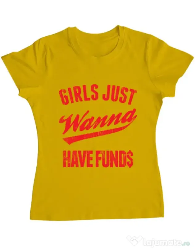 Tricou ADLER dama Girls wanna have funds Galben