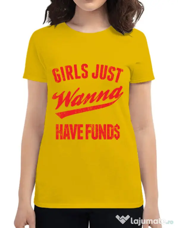 Tricou ADLER dama Girls wanna have funds Galben