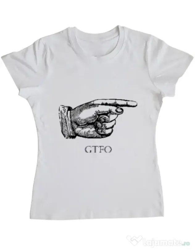 Tricou ADLER dama GTFO Alb