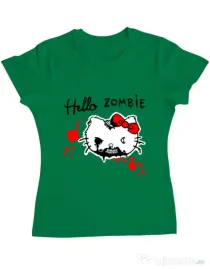Tricou ADLER dama Hello zombie Verde mediu