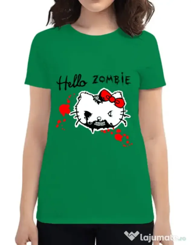 Tricou ADLER dama Hello zombie Verde mediu