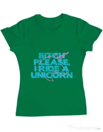 Tricou ADLER dama I ride a unicorn Verde mediu