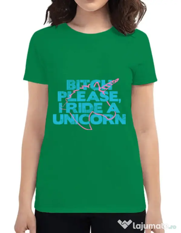 Tricou ADLER dama I ride a unicorn Verde mediu