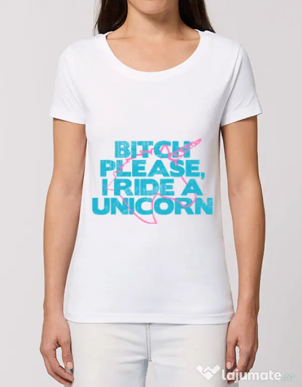 Tricou STANLEY STELLA dama I ride a unicorn Alb