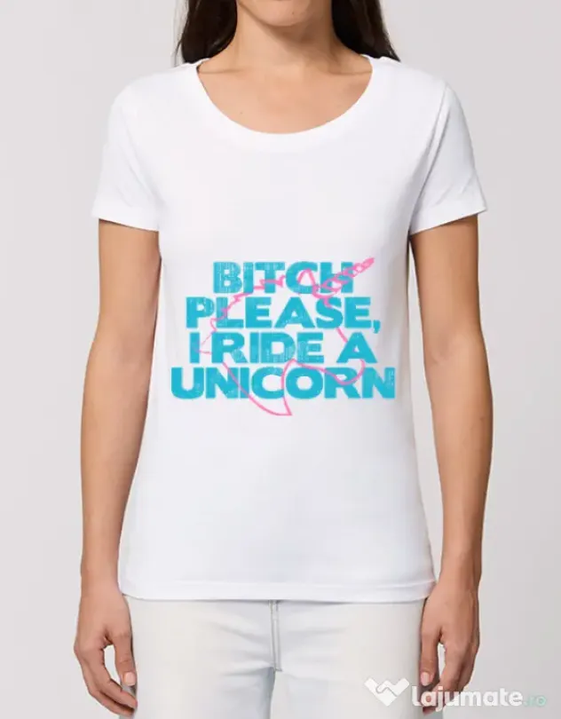 Tricou STANLEY STELLA dama I ride a unicorn Alb