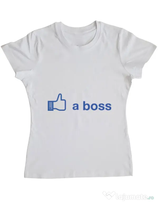 Tricou ADLER dama Like a boss Facebook Alb