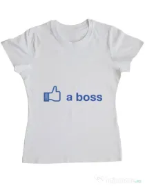 Tricou ADLER dama Like a boss Facebook Alb