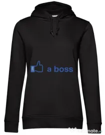 Hoodie dama cu gluga Like a boss Facebook Negru