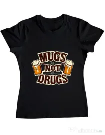 Tricou ADLER dama Mugs not drugs Negru