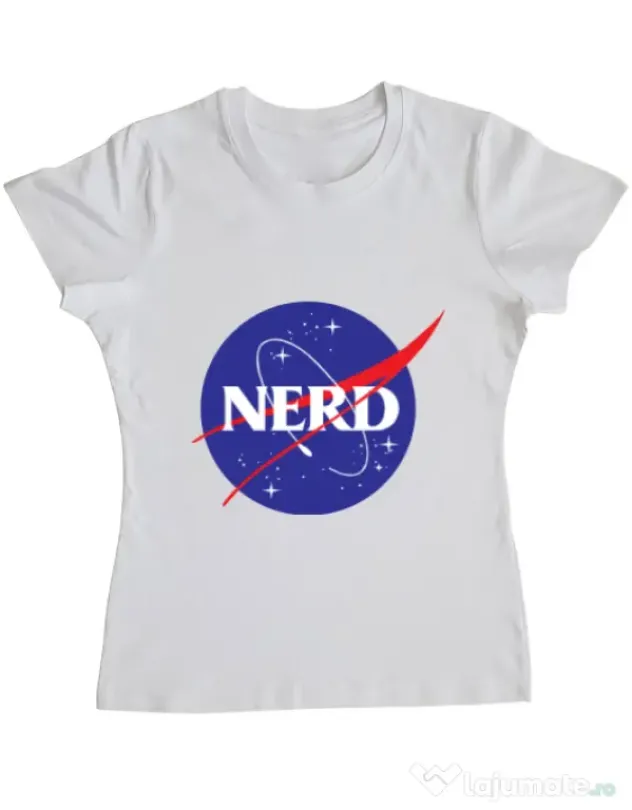 Tricou ADLER dama Nerd Alb