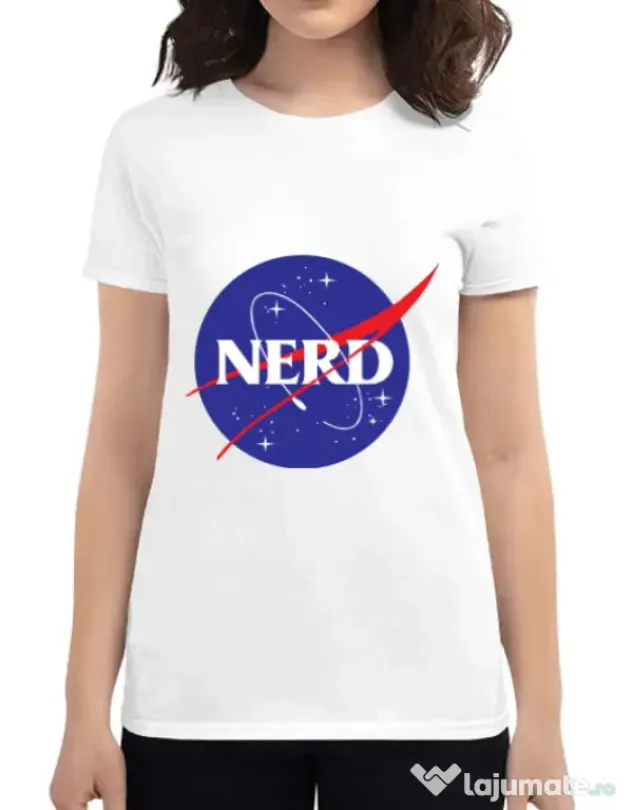 Tricou ADLER dama Nerd Alb