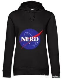 Hoodie dama cu gluga Nerd Negru