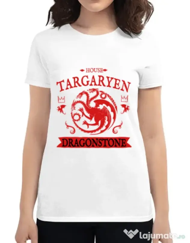Tricou ADLER dama House Targaryen Alb
