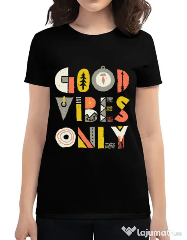 Tricou ADLER dama Good vibes only Negru