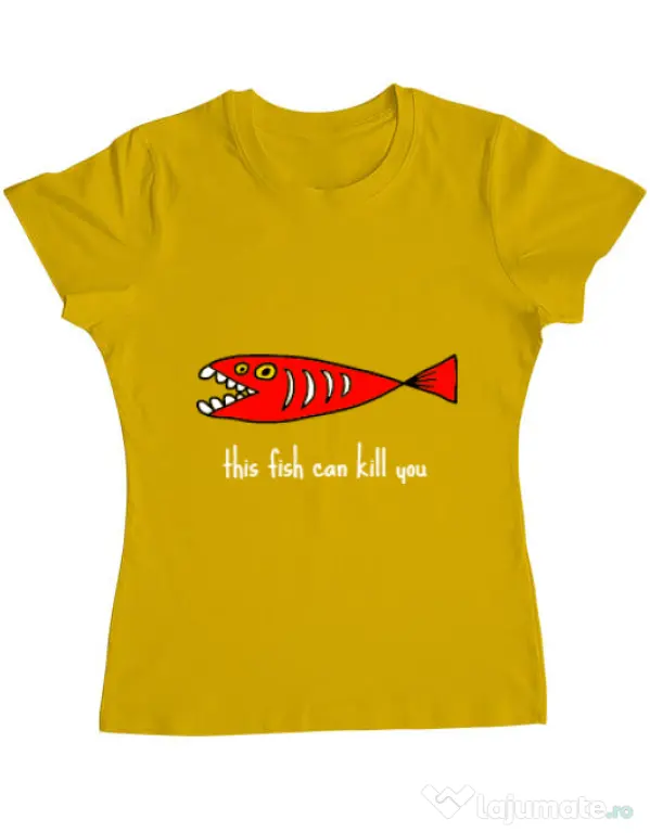 Tricou ADLER dama This fish can kill you Galben