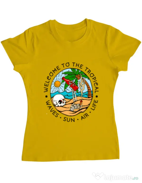 Tricou ADLER dama Welcome to the tropical Galben