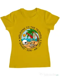 Tricou ADLER dama Welcome to the tropical Galben