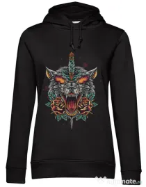 Hoodie dama cu gluga Stabbed wolf Negru