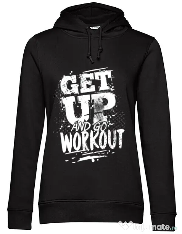 Hoodie dama cu gluga Get up and go workout Negru