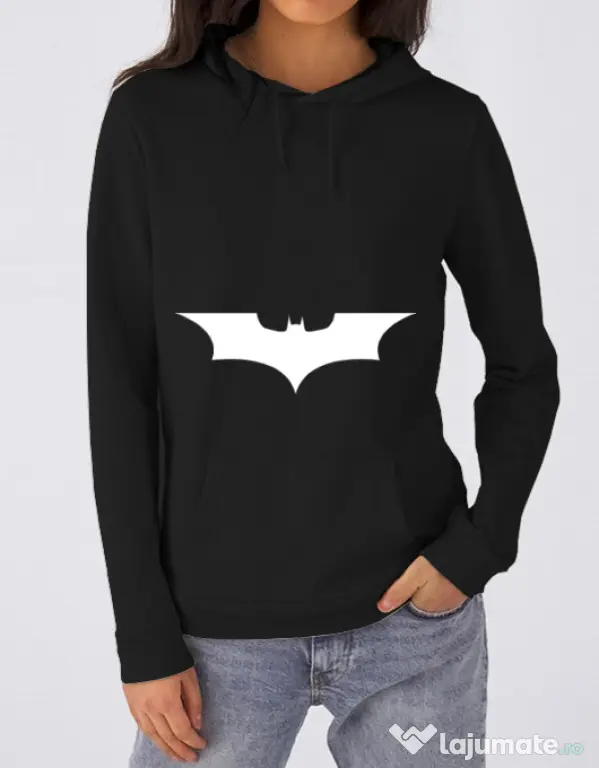 Hoodie dama cu gluga Dark knight Negru