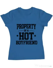 Tricou ADLER dama Property of a hot boyfriend Albastru azuriu