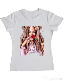 Tricou ADLER dama Sniff the life Alb