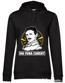 Hoodie dama cu gluga Nu fura curent Negru