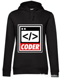 Hoodie dama cu gluga Coder Negru