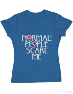 Tricou ADLER dama Normal people scare me Albastru azuriu