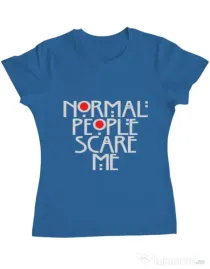 Tricou ADLER dama Normal people scare me Albastru azuriu
