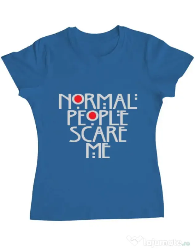 Tricou ADLER dama Normal people scare me Albastru azuriu