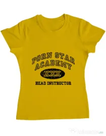 Tricou ADLER dama Porn star Academy Galben