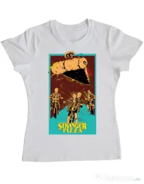 Tricou ADLER dama Stranger pizza Alb