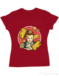 Tricou ADLER dama Stranger Waffles Rosu