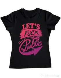 Tricou ADLER dama Let's fuck in public Negru