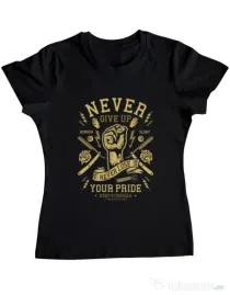Tricou ADLER dama Never Give Up Negru