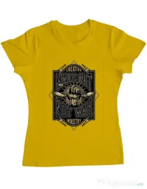 Tricou ADLER dama Make Art Not War Galben