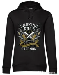 Hoodie dama cu gluga Smoking Kills Negru