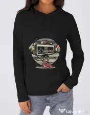Hoodie dama cu gluga Let's Play Negru 